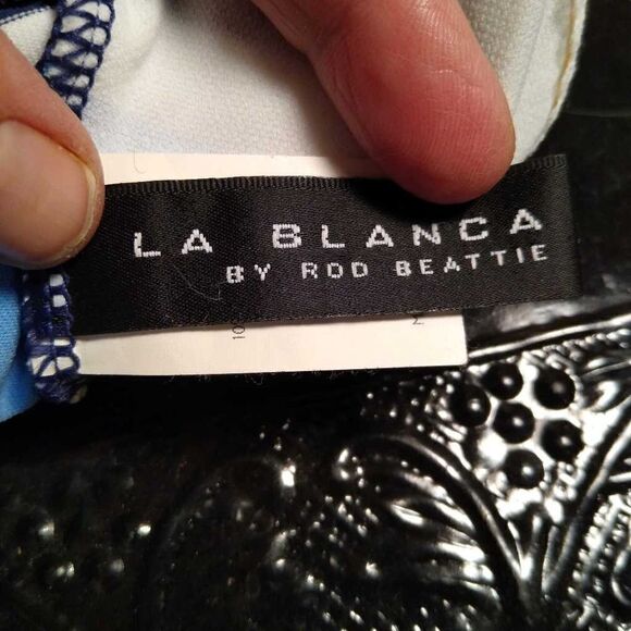 La Blanca By Rod Beattie Womens One Piece Swimsuit Blue White Stripe Stretch 8 - Picture 4 of 6